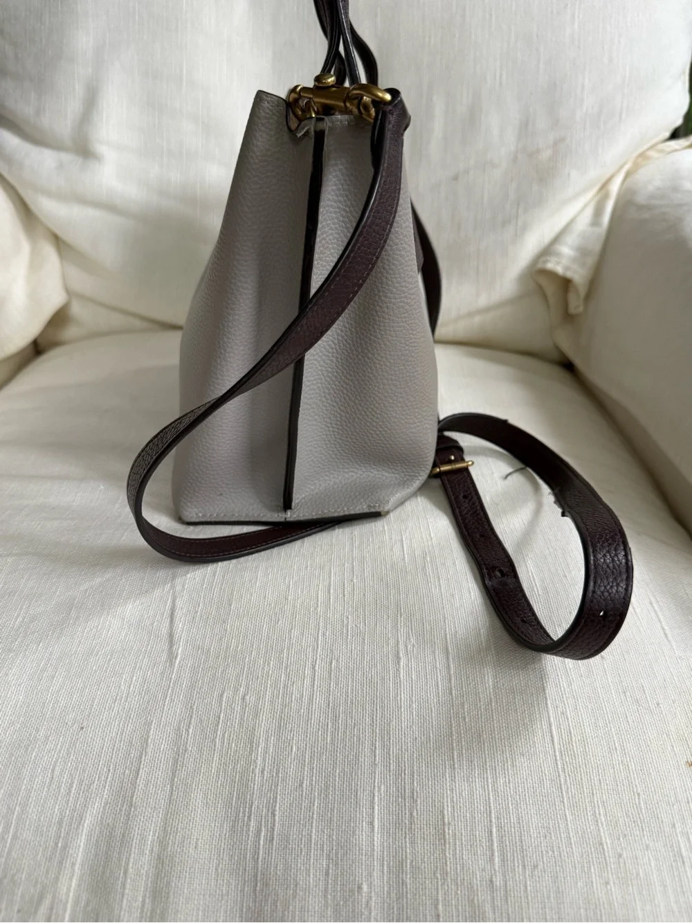 COACH Willow toys grey leather gold hardware